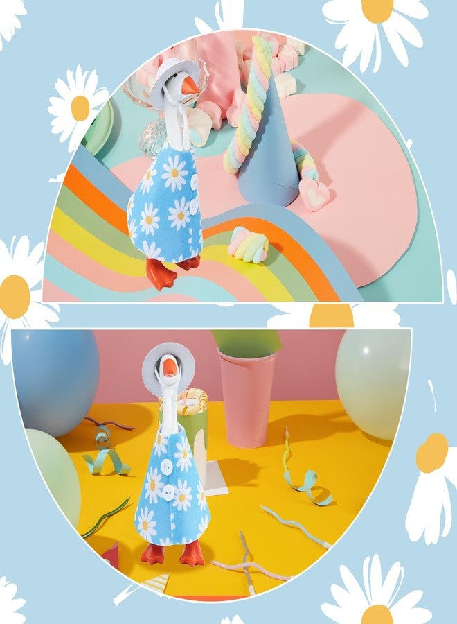 LUOHECAM 7 Inch Desk Goose Outfits Daisy Cape Hat Set Tabletop Goose Accessory Mini Porch Goose Costume Magnetic Goose Statue Key Holder Clothes for Table Decor - Image 5